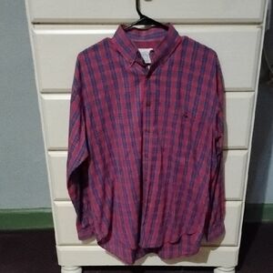 Casual Red and Blue Plaid Button-Down Shirt